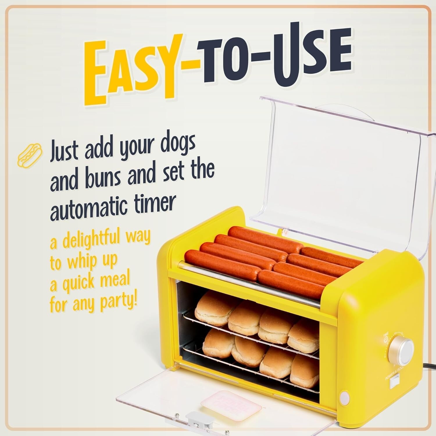 Sizzling Hot Dog Roller Oven - Extra Large Capacity for Parties & Gatherings