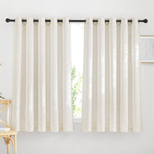 Load image into Gallery viewer, Elegant Linen Grommet Curtains 63" Long - 2 Panels for Light Filtering Privacy