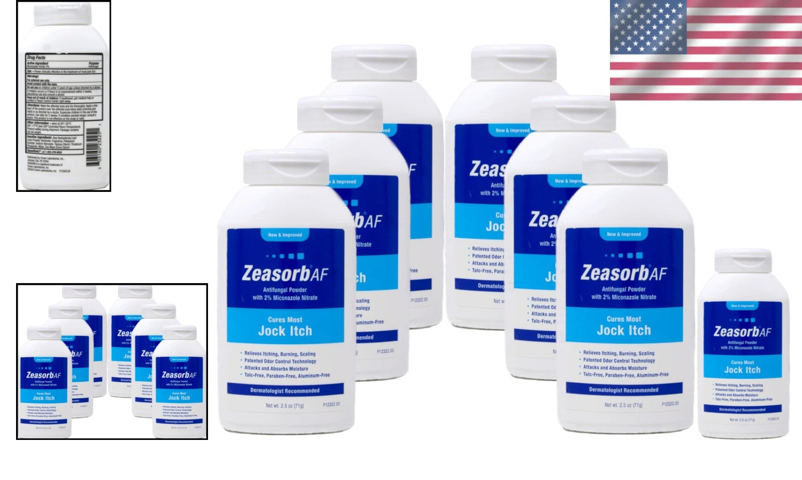 6-Pack Antifungal Treatment Powder for Jock Itch - Gentle and Effective