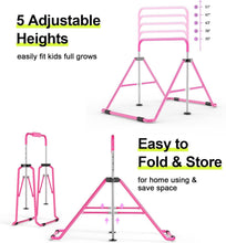 Load image into Gallery viewer, Foldable Kids Gymnastics Bar, Adjustable 35-51” with Safety Pad - Perfect Gift
