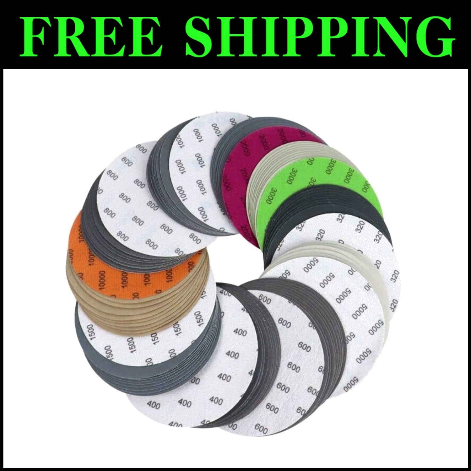 150 Pack Assorted 6-Inch Silicon Carbide Sanding Discs for Wet/Dry Polishing