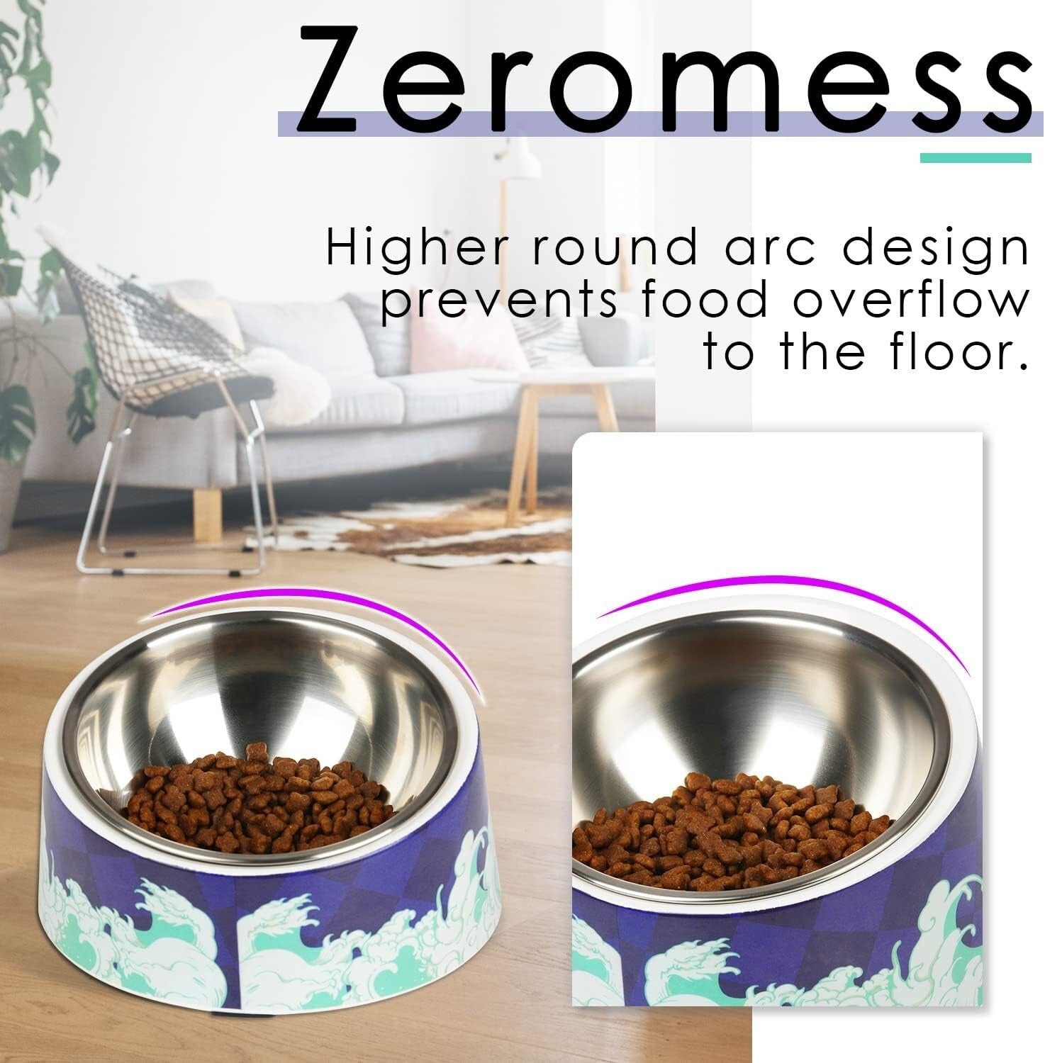 Non-Spill 15° Slanted Pet Bowl for Dogs & Cats - Modern & Functional Design