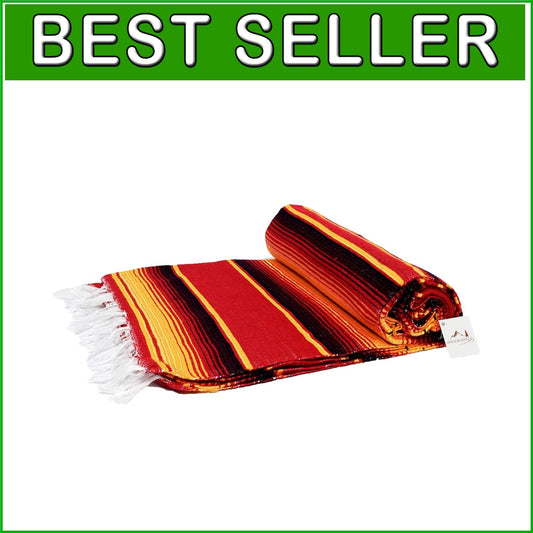 Lightweight Mexican Saltillo Blanket - Vibrant 84" x 60" Beach and Yoga Throw