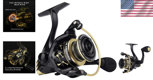 6.2:1 High-Speed Gold Spinning Reel - Ultimate Freshwater & Saltwater Fishing