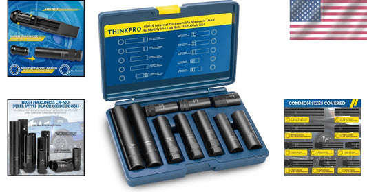 Versatile 10-Piece Lug Nut Extractor Kit - SAE & Metric Compatibility for Wheels