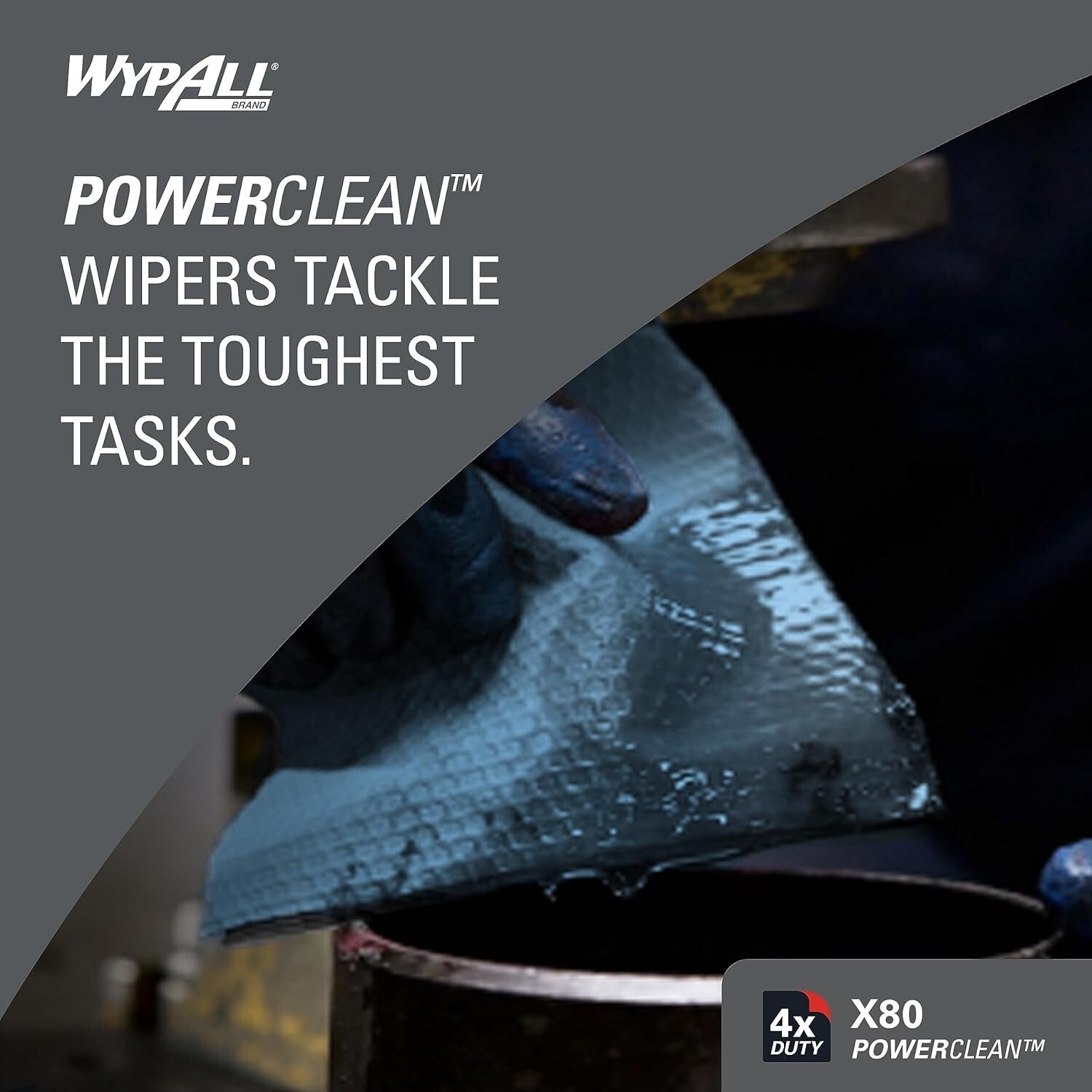 Power Clean X80 160-Count Heavy Duty Wipes - Effective for Oil and Grime Removal
