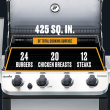 Load image into Gallery viewer, Performance Series 4-Burner Propane Gas Grill with Side Burner - Stainless Steel