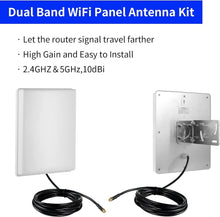 Load image into Gallery viewer, Outdoor 15dBi Dual-Band WiFi Antenna Kit with 10FT Cable for Seamless Streaming