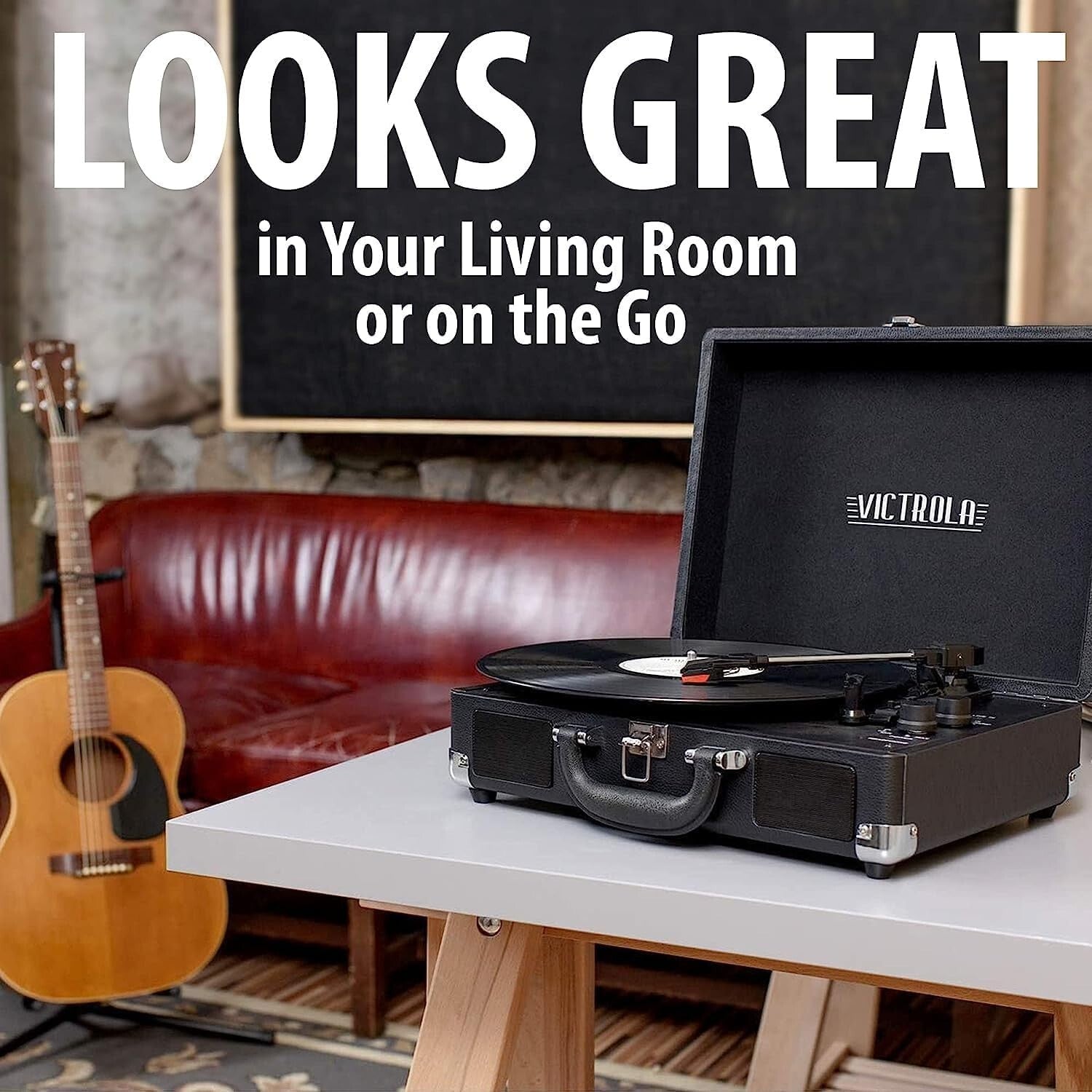 Portable 3-Speed Suitcase Turntable with Upgraded Sound and Bluetooth Speakers