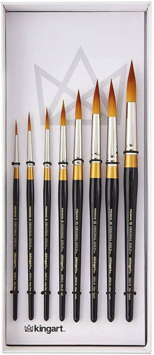 Deluxe Golden Taklon Multimedia Brush Set - Sizes 2-16 for Versatile Painting