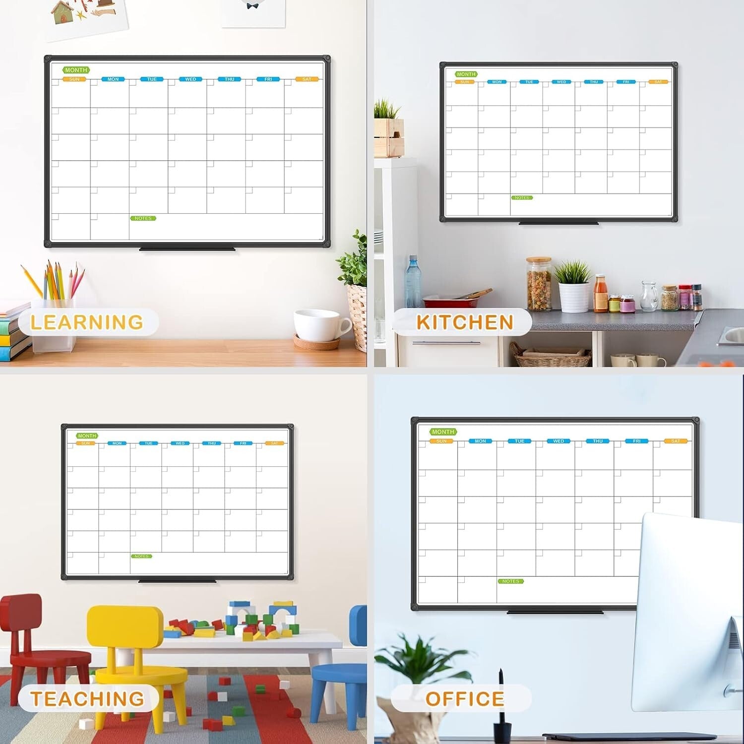 Magnetic Dry Erase Calendar Whiteboard 36x24" - Elegant Wall-Mounted Organizer