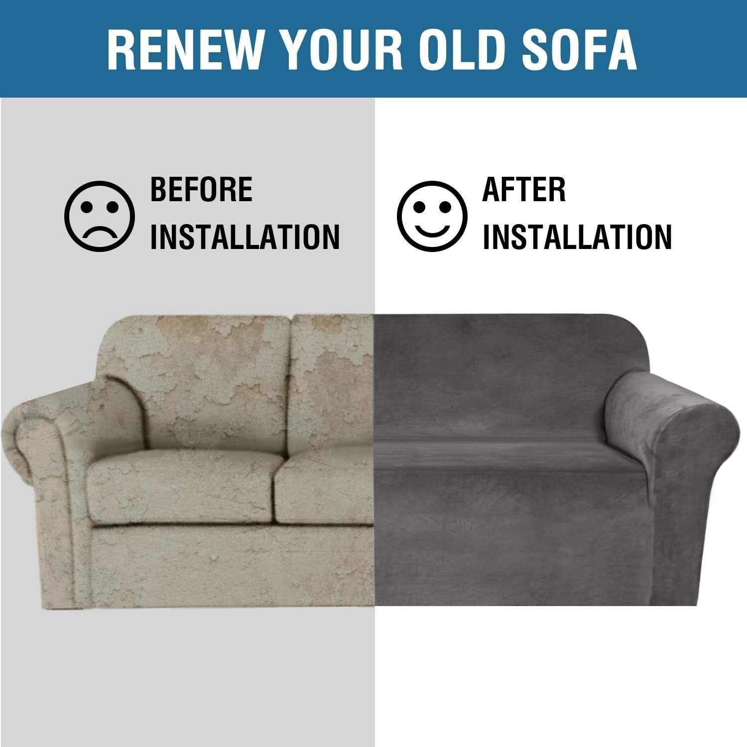 Extra Wide Velvet Sofa Covers (89"-97") - Non-Slip & Comfort Design in Gray