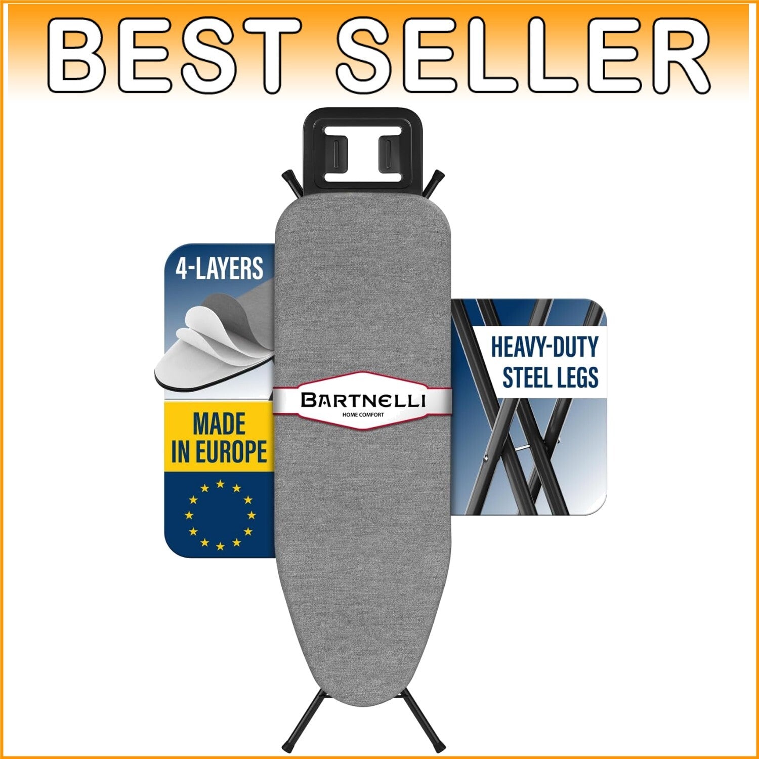 Elegant Adjustable Ironing Board with 4-Layer Cover - Perfect for Home or Dorm