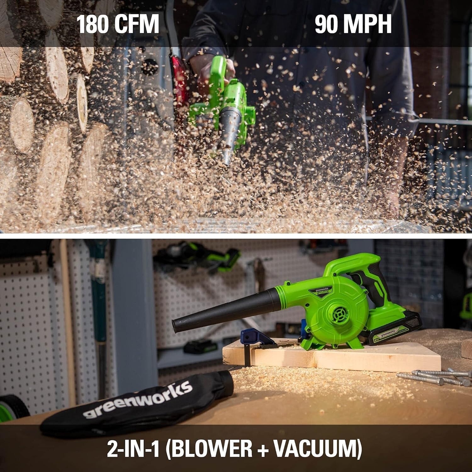 Efficient 24V Leaf Blower with Tool-less Transition & Comfort Grip Handle