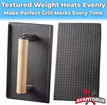 Load image into Gallery viewer, Extra-Large Cast Iron Grill Press Set - 3 Pre-Seasoned Weights with Wood Handles