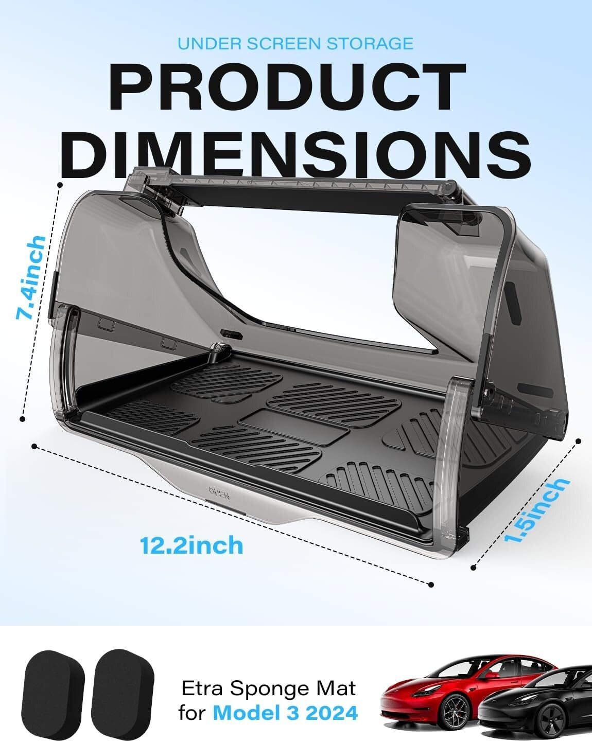 Custom Under-Screen Storage for Model Y & Model 3 - Hidden Organizer 2016-2024