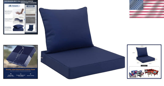 Portable 24x24 Waterproof Chair Cushion with Adjustable Straps & Removable Cover