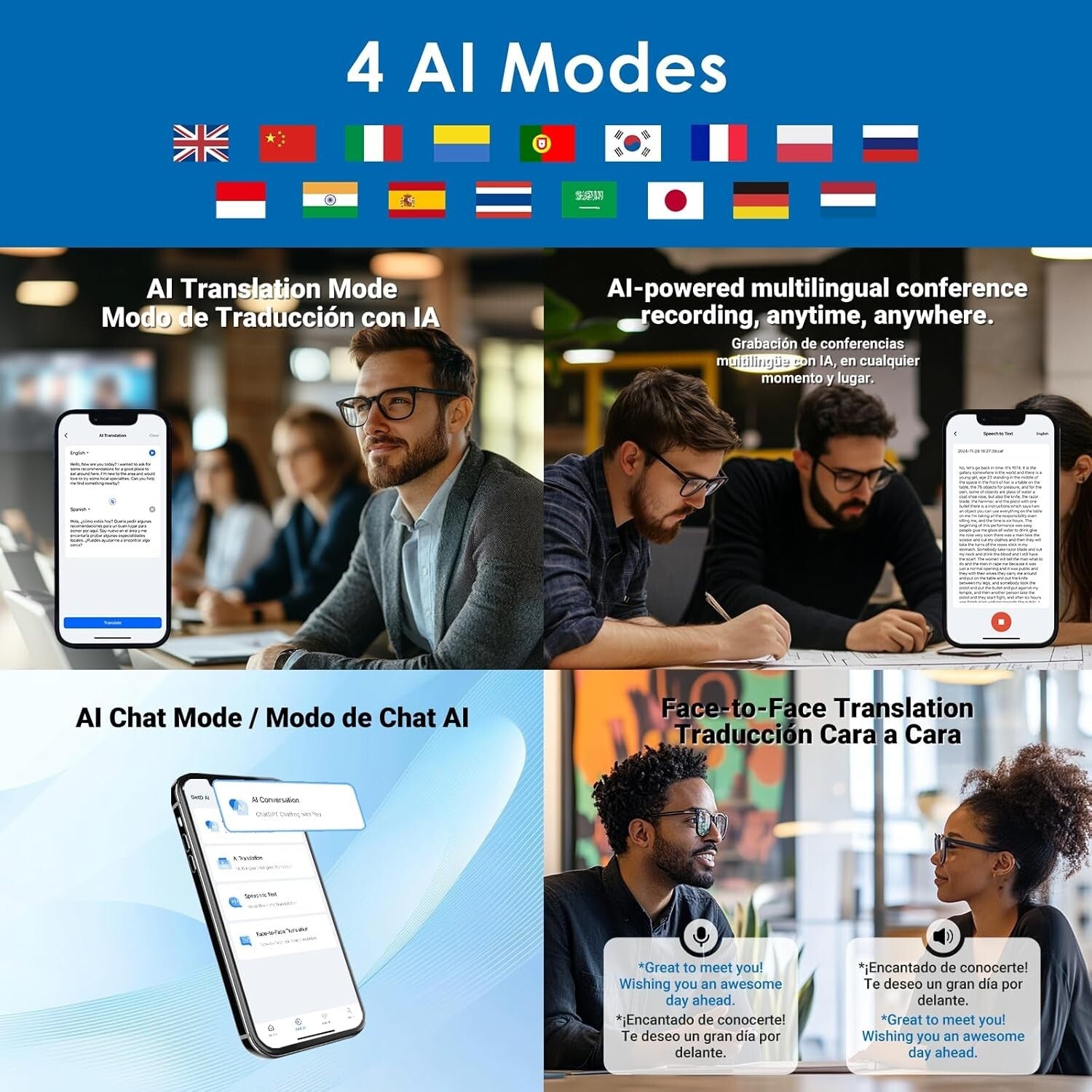 Smart Eyewear with AI Translation & Music Features - Ideal for Travel & Meetings