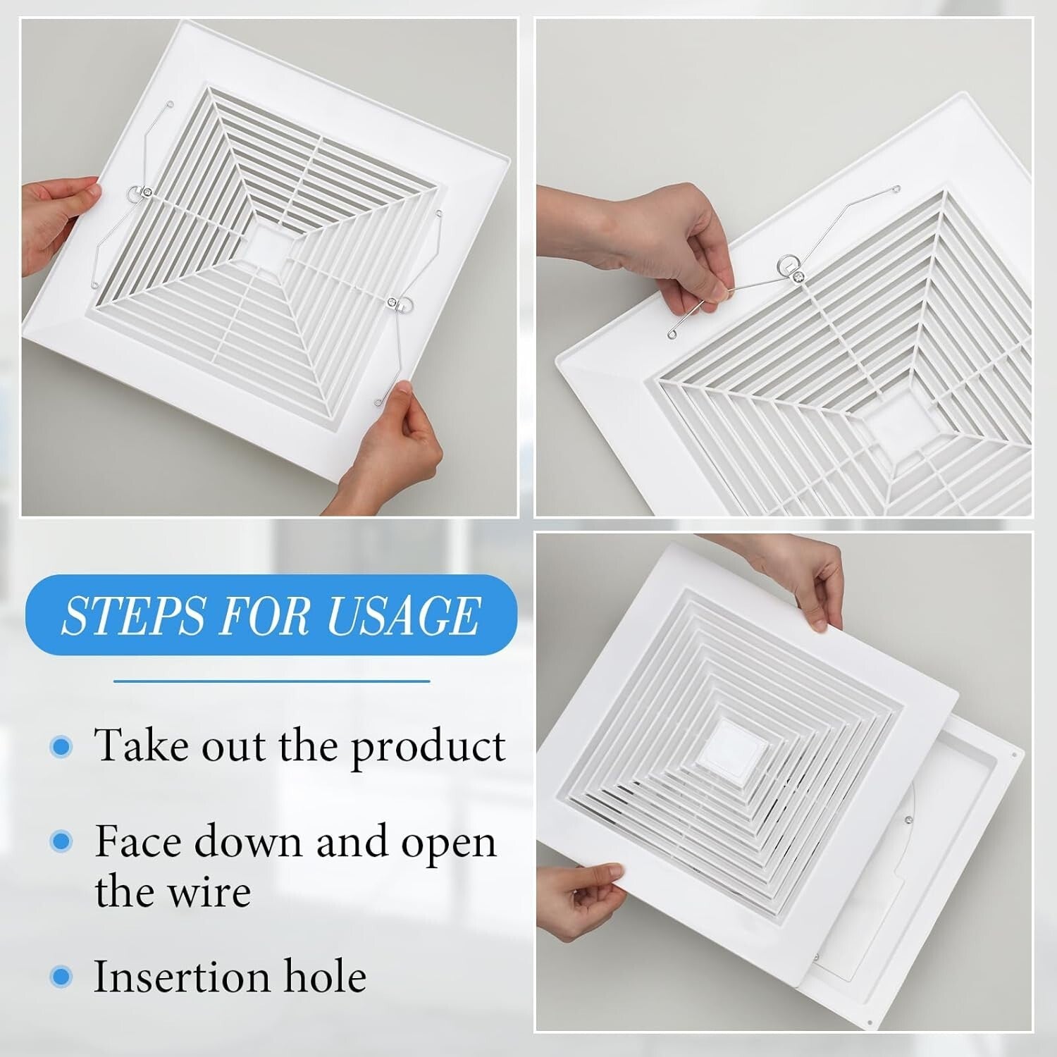 Durable 8-Pc Bathroom Exhaust Fan Covers - Stylish 12x12'' Grille Replacement