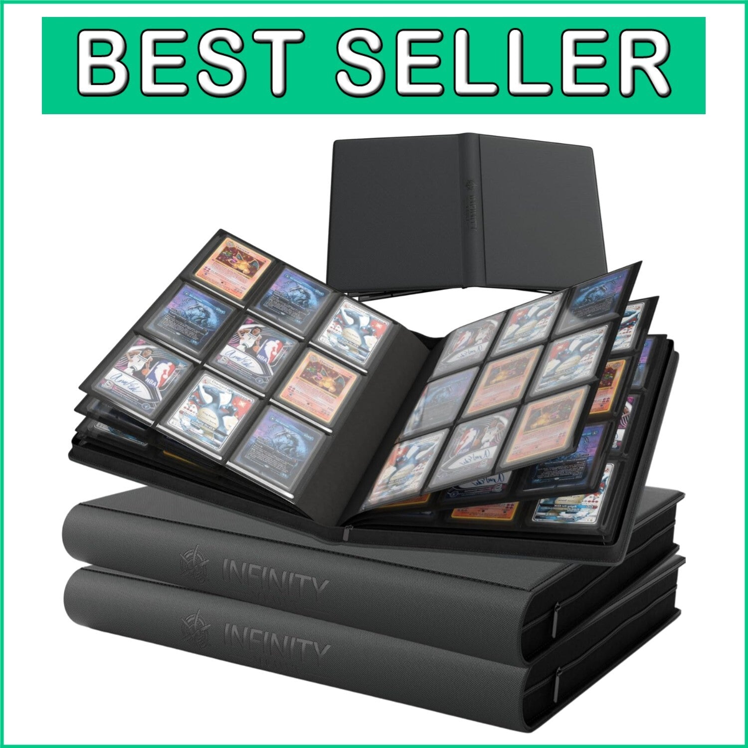Durable Top Loader Card Binder - 288 Cards, Zippered Closure, Perfect Fit Design