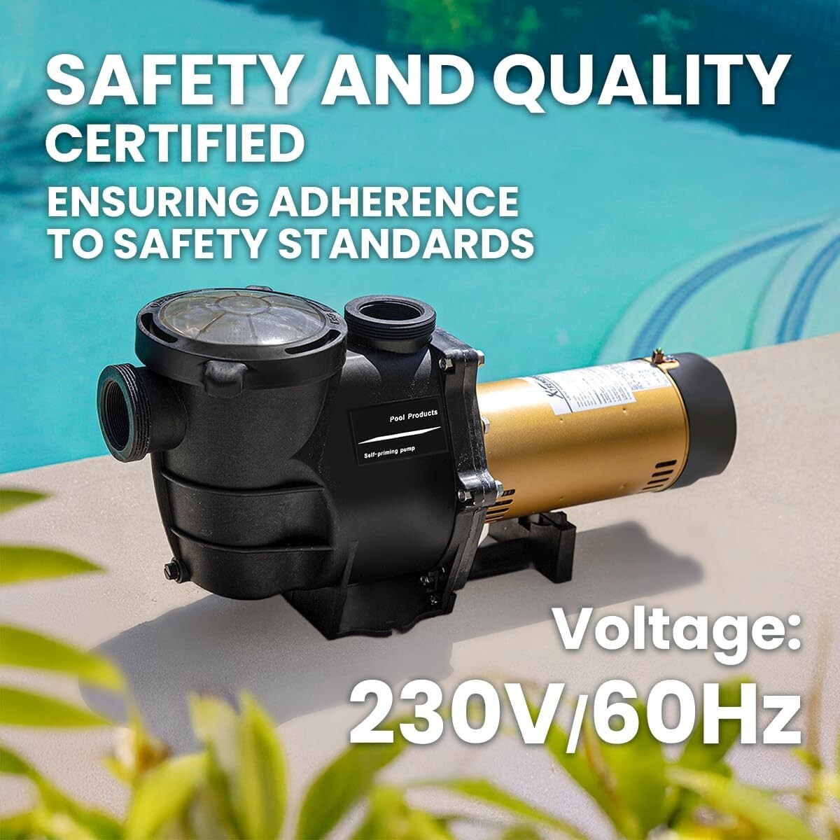 Durable 2HP Self-Priming Pool Pump - Efficient 66ft Lifting Height & 97GPM Flow