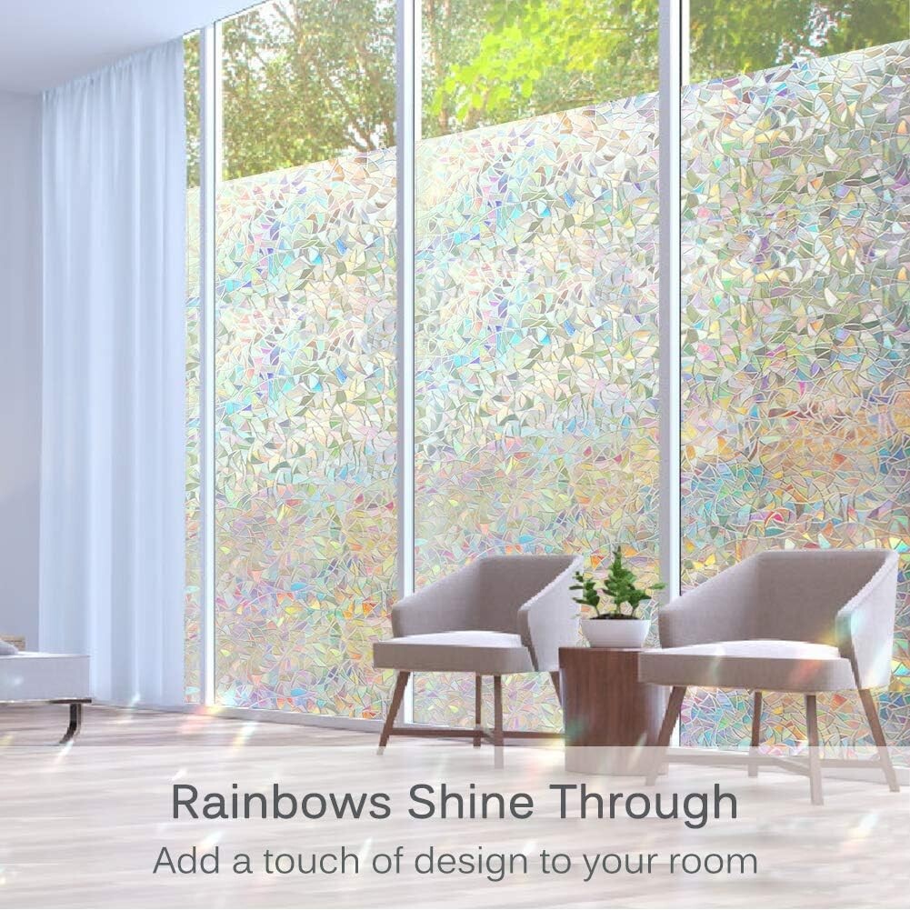 3D Rainbow Window Film – Heat Control | Easy Install & Semi-Private Cling Film