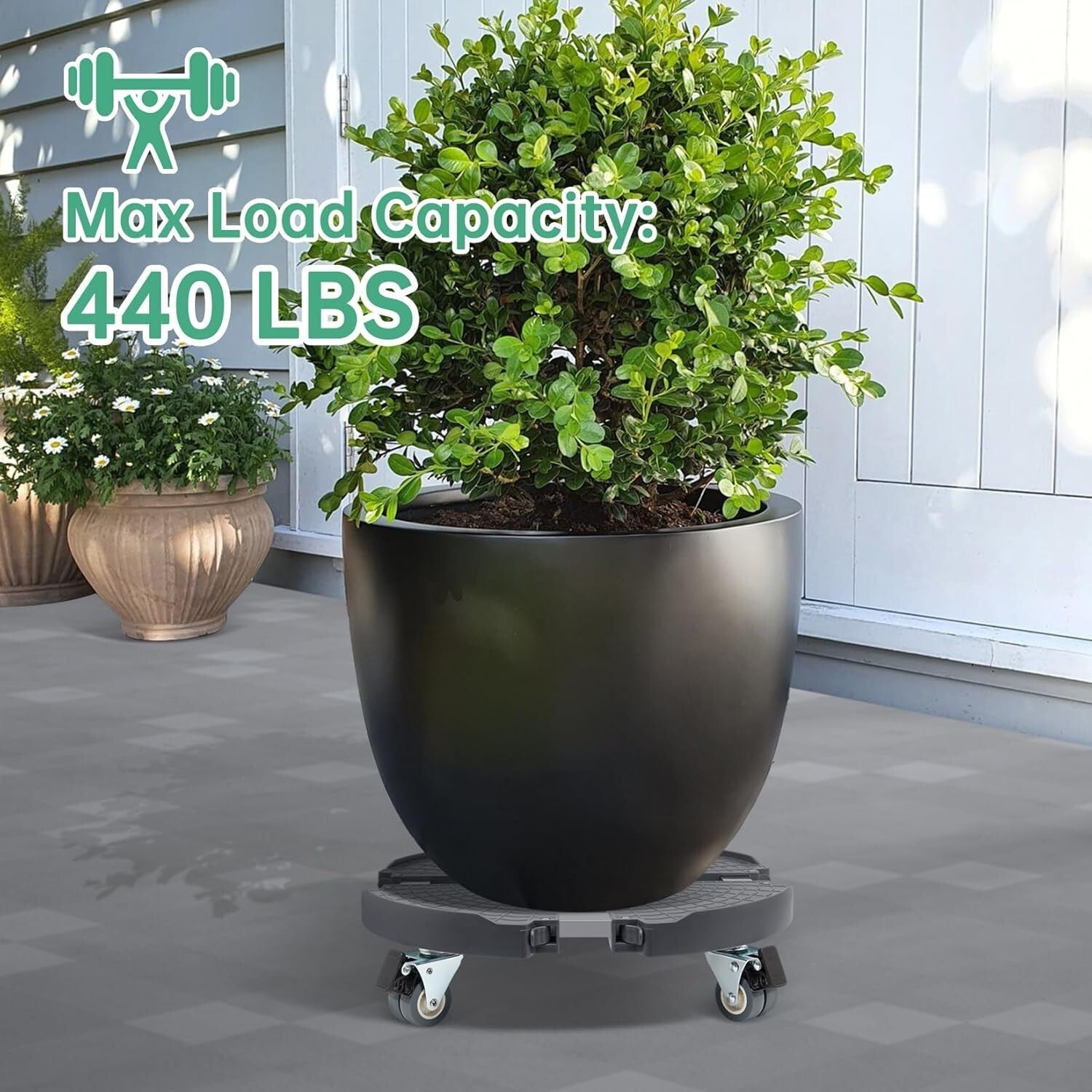 Adjustable Plant Roller Base with Wheels - 440 lbs Capacity for Large Planters