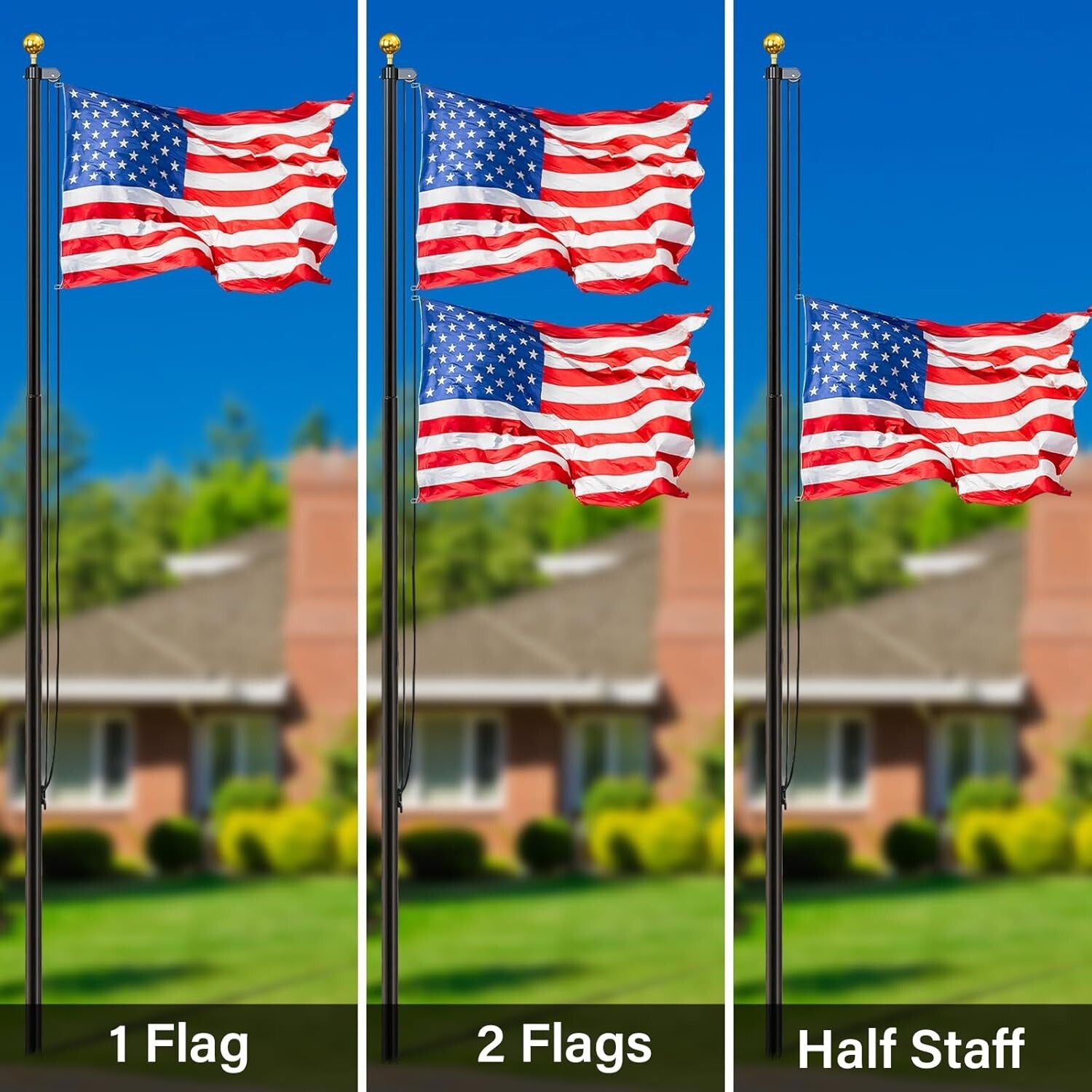 Durable 20FT Flag Pole Kit with 3x5 American Flag – Heavy Duty & Rust Resistant