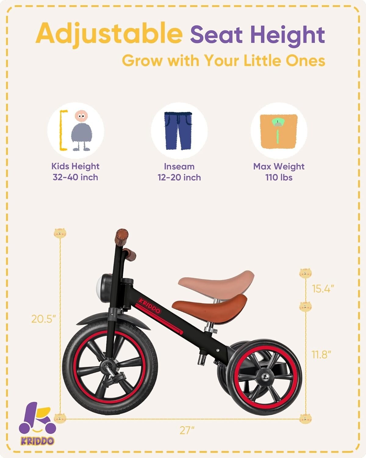 Sturdy Toddler Tricycle with Stability Design & Silent Wheels for Indoor Outdoor