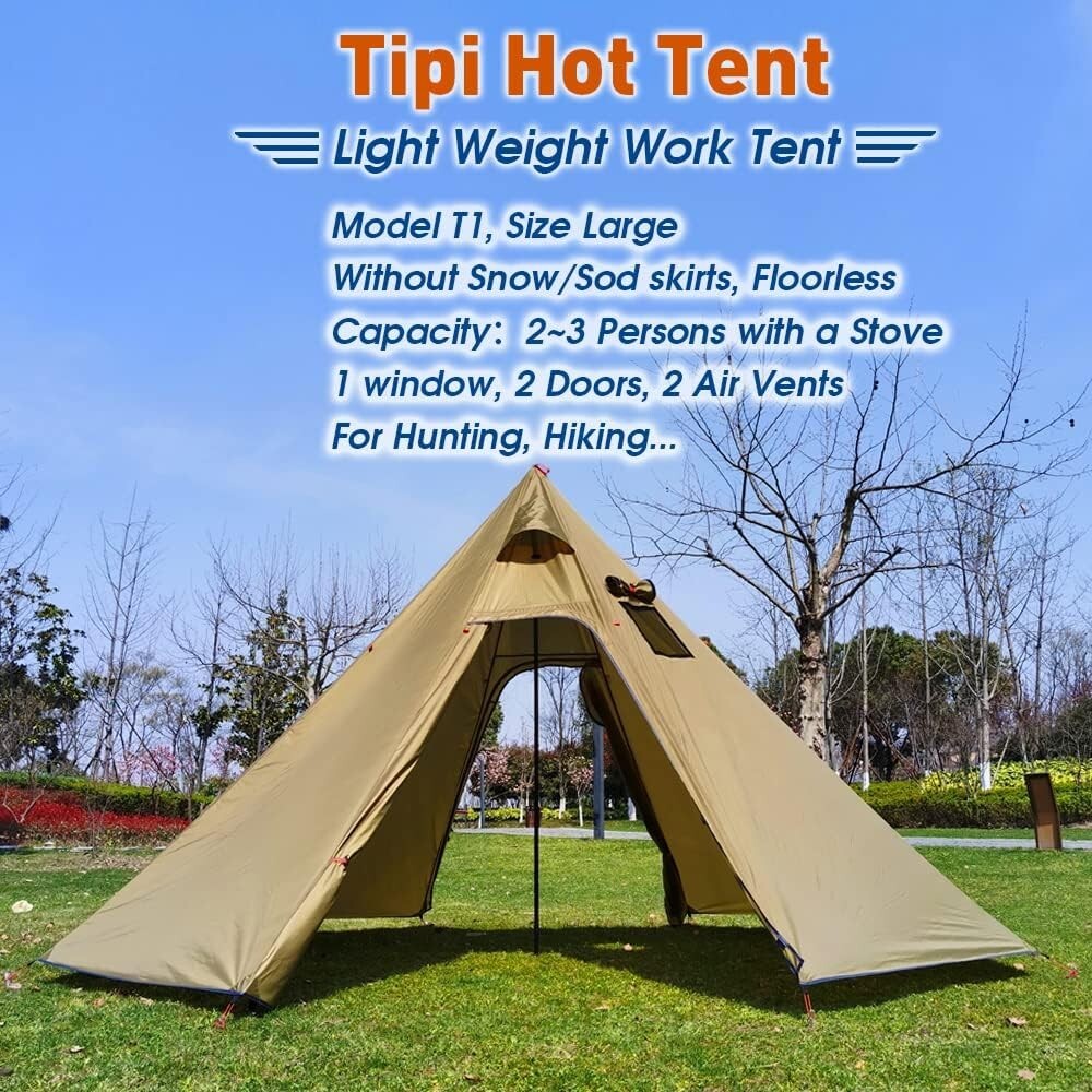 4-Person Lightweight Tipi Tent with Quick Setup - Ideal for Backpacking & Hiking