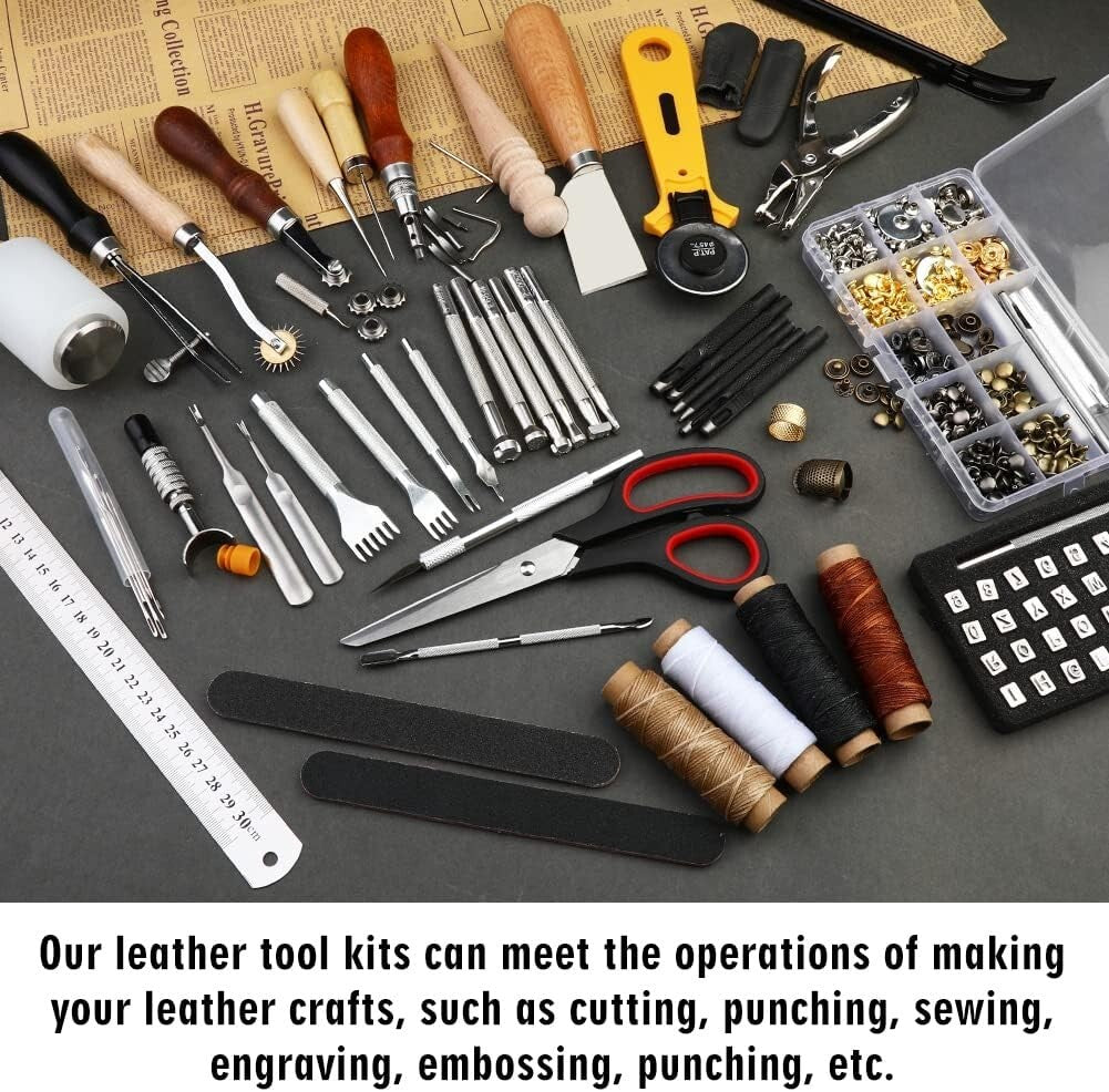 DIY Leather Tooling Kit for Creative Projects - Compact and Portable Design
