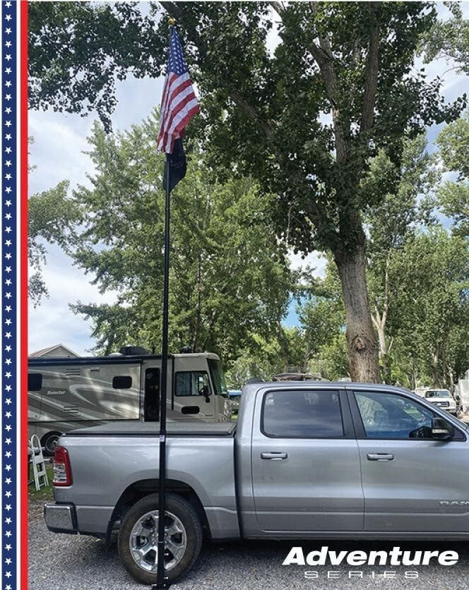 20FT Tailgate Flag Pole Kit with Stainless Steel Mount & Car Protector Pad
