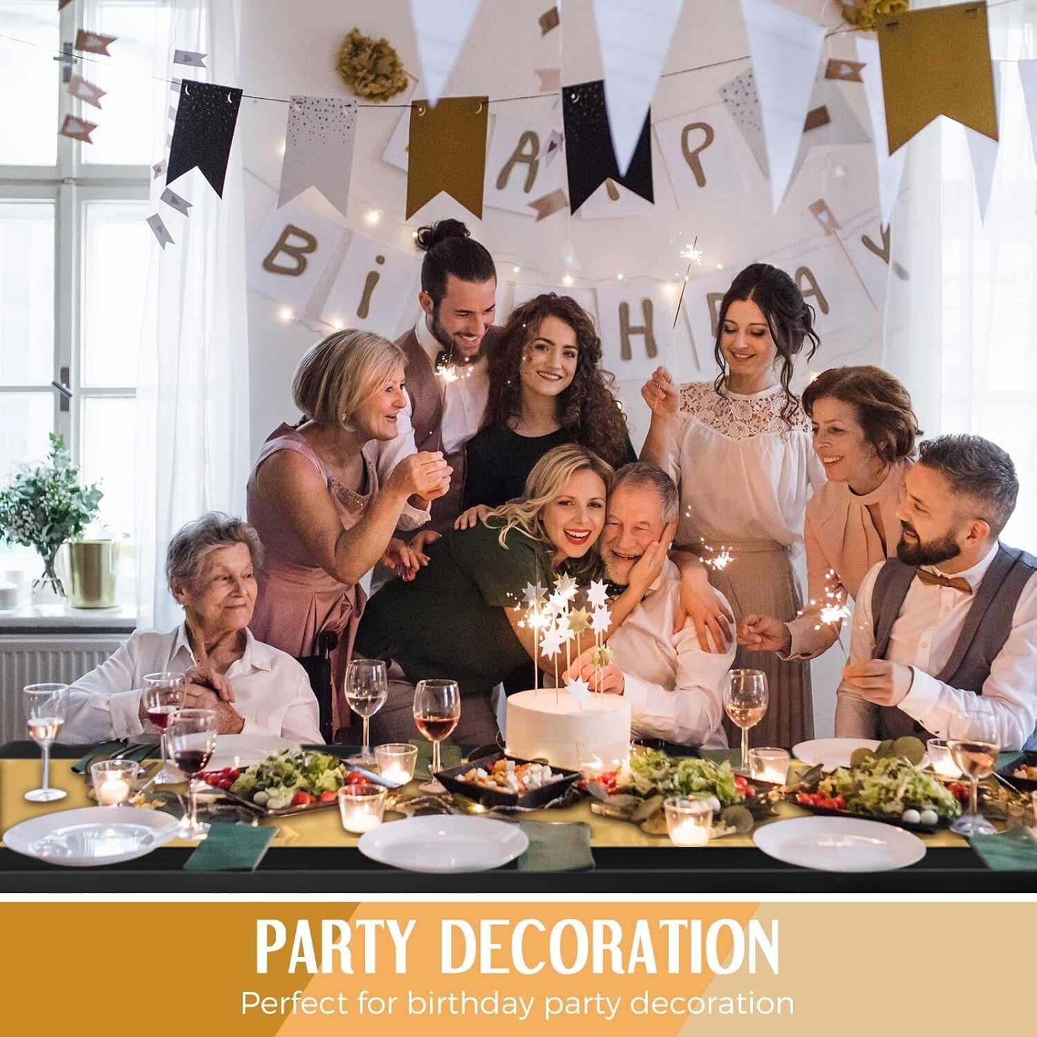 54x108 inch Black Disposable Tablecloths with Satin Runners for Luxurious Events