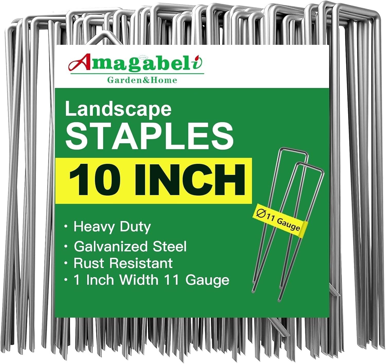 200 Pack 10-Inch Heavy-Duty Galvanized Landscape Staples for Garden & Fabric