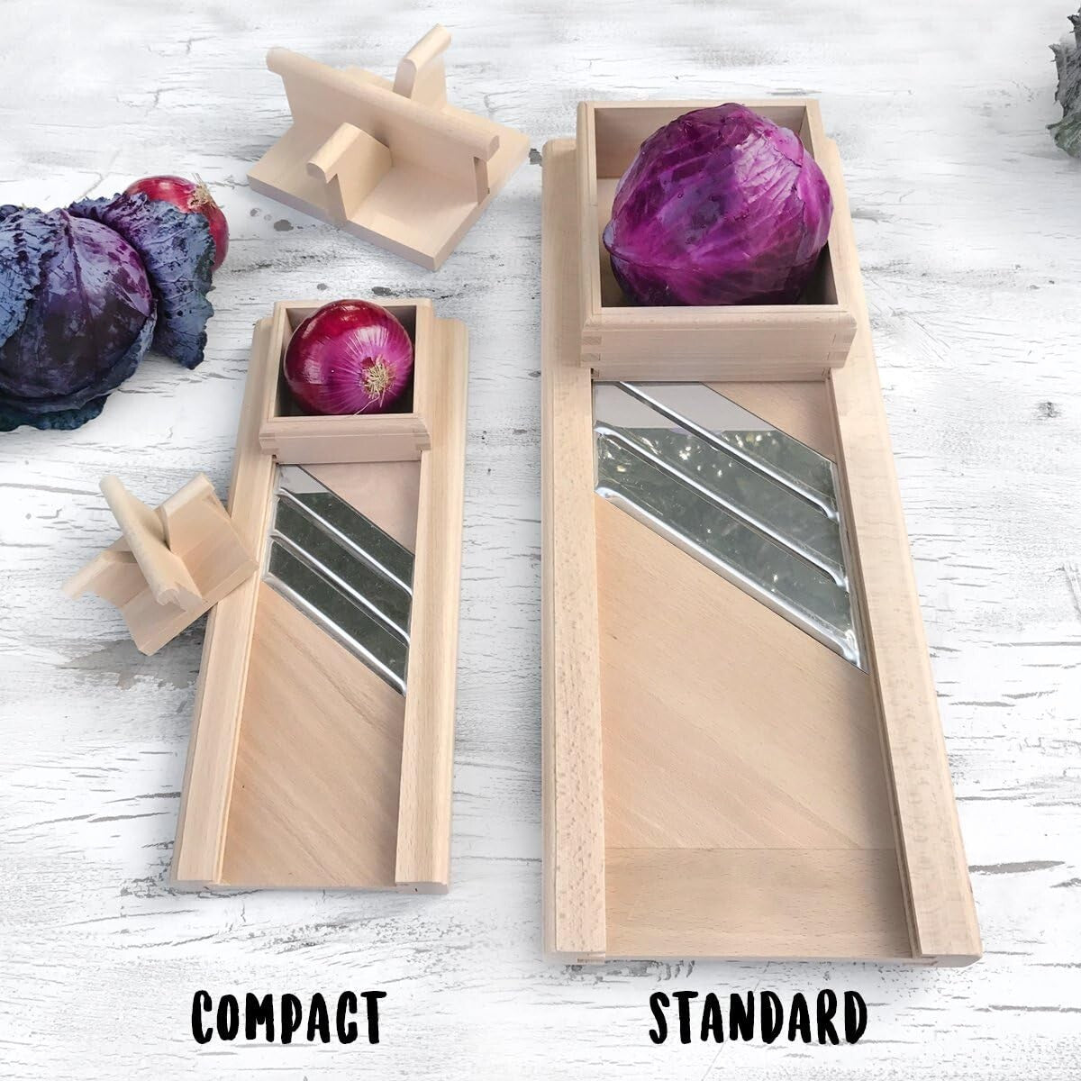 European Handcrafted Cabbage Slicer with Safety Guard for Perfect Coleslaw