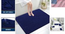 Load image into Gallery viewer, Luxurious 40x32 Navy Chenille Bath Rug - Stain Resistant with Quick Dry Feature