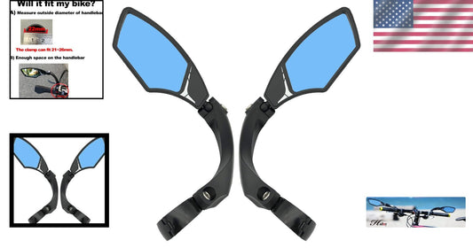 Premium Blast-Resistant Handlebar Bike Mirror with Clear Glass and Reflector