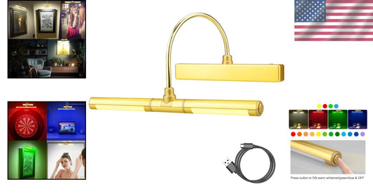 Rechargeable Picture Light with Remote & Adjustable Colors - Perfect for Art
