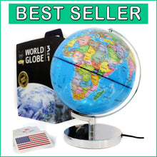Load image into Gallery viewer, 9-Inch Illuminated Kids Globe with Interactive Games &amp; Night Light Feature