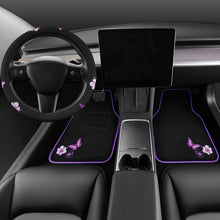 Load image into Gallery viewer, Elegant Purple Car Mats and Butterfly Steering Wheel Set - Easy Installation