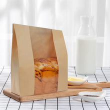 Load image into Gallery viewer, Kraft Paper Loaf Bags with Clear Window &amp; Labels - 200 Count for Fresh Storage