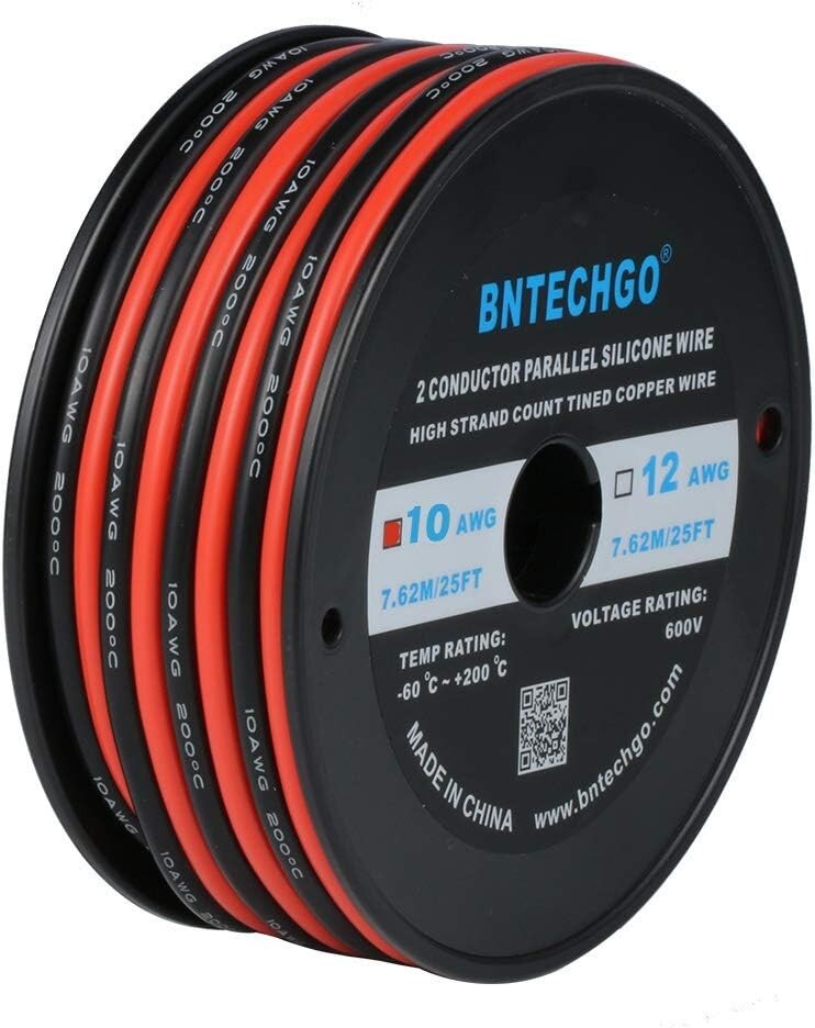 Ultra-Flexible 10 AWG Silicone Wire Spool 25ft - 600V Rated for Versatile Use
