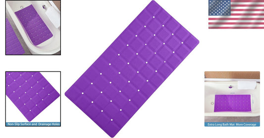 Elegant Eggplant Purple Non-Slip Bath Mat - Jumbo Size for Comfort and Safety