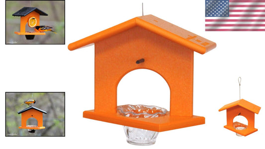 Eco-Friendly Oriole Bird Feeder - Amish-Made Poly Lumber, Orange Color