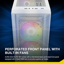 Load image into Gallery viewer, White Mid Tower Gaming PC Case with Tempered Glass &amp; 4 ARGB Fans - AURA GC2