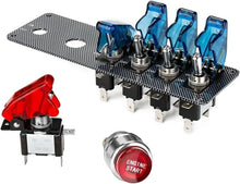 Load image into Gallery viewer, LED Toggle Switch Panel for Racing Cars - 12V Ignition Switch with Safety Covers