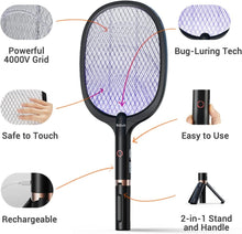 Load image into Gallery viewer, Portable 2-in-1 Electric Fly Zapper Racket - Rechargeable &amp; UV Lights Included