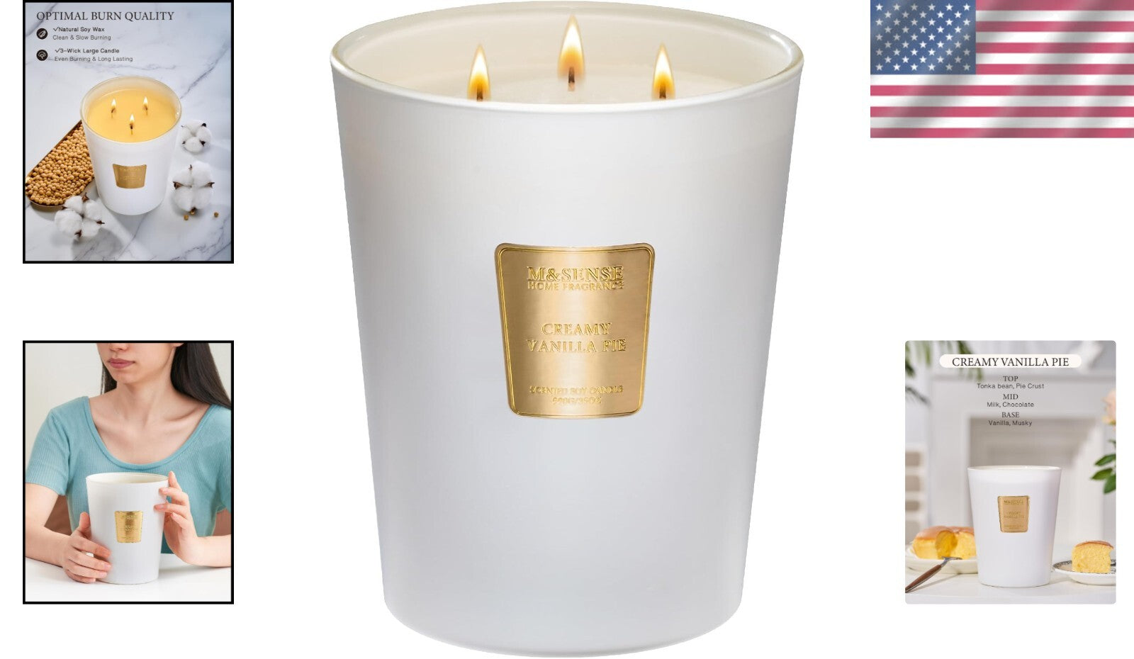 Gorgeous Floral Patterned Large Candle - Creamy Vanilla Scent, Perfect Gift