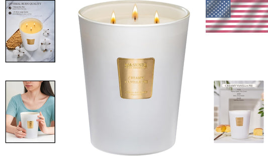 Gorgeous Floral Patterned Large Candle - Creamy Vanilla Scent, Perfect Gift