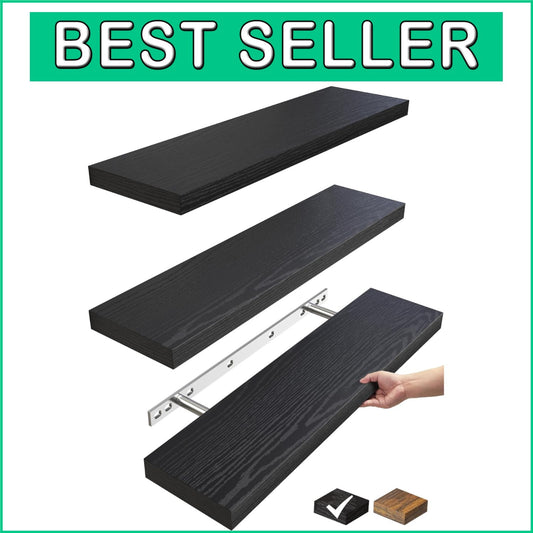 Elegant 22.5in Floating Shelves - Rustic Wood Wall Decor for Home Organization